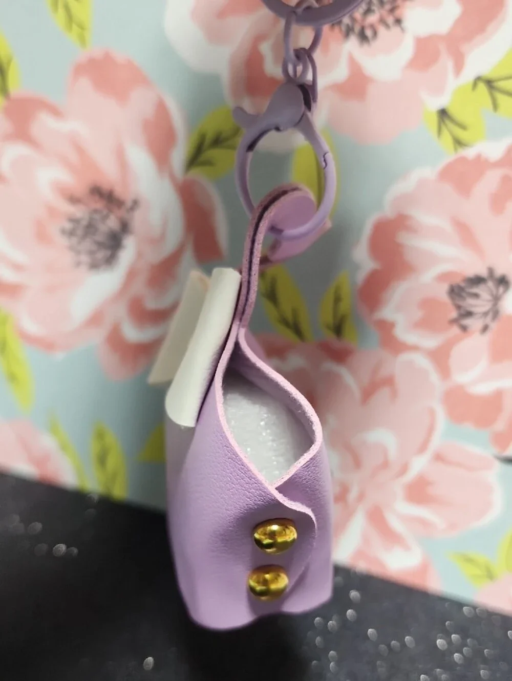 Lilac Mini Bow Handbag Charm - White Bow Accent